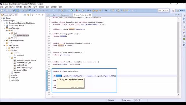 Java Struts2 Tutorial - 2 : Writing Login Application using Eclipse IDE смотреть онлайн