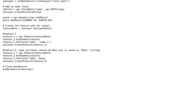 GIS: Ogr Python API: set null values in feature смотреть онлайн