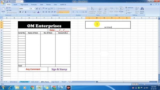 MS Excel Series.. Class-7 | How to make the bill & Memo in MS Excel|Bill&Memo create in Excel shee смотреть онлайн
