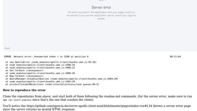 How to handle apollo client errors crashing page render in Nuxt? смотреть онлайн