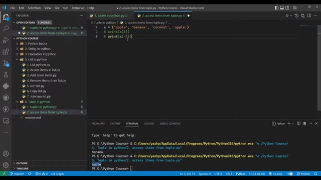 Accessing items from tuple in python смотреть онлайн