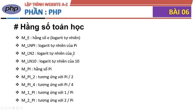 Học lập trình Web A-Z - Phần PHP - Bài 6: Hàm toán học và toán tử toán học смотреть онлайн