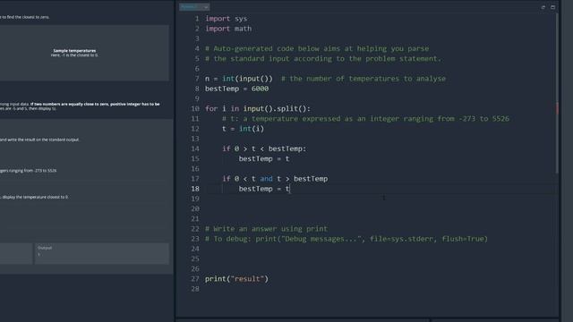 CodinGame Python - E5 - Temperatures смотреть онлайн