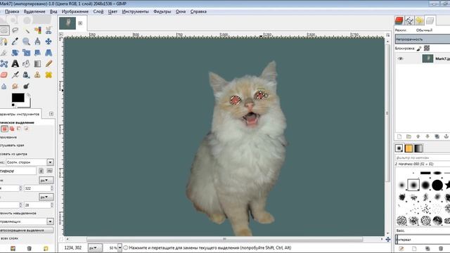 Удалить эффект красных глаз с помощью GIMP смотреть онлайн