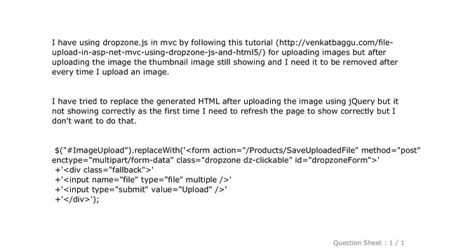 jQuery : Clear dropzone.js thumbnail image after uploading an image смотреть онлайн