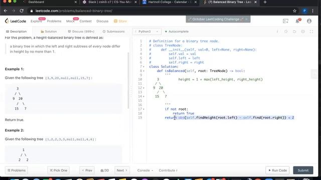 Balanced Binary Tree- LeetCode- Python Solution смотреть онлайн