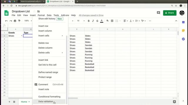 Зависимые выпадающие списки в Google Sheets смотреть онлайн