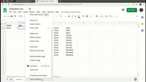 Зависимые выпадающие списки в Google Sheets