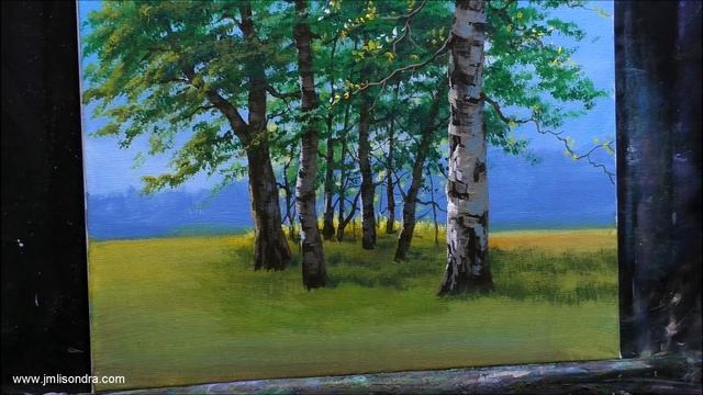 Acrylic Landscape Painting In Time-lapse / Trees In The Field / JMLisondra