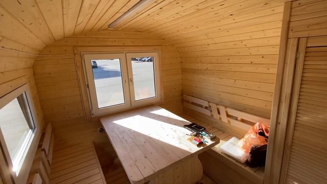 Баня-бочка Квадро 6м, светлая уютная комната отдыха. Выставка в городе Владимир- компания «ВсеБочки смотреть онлайн