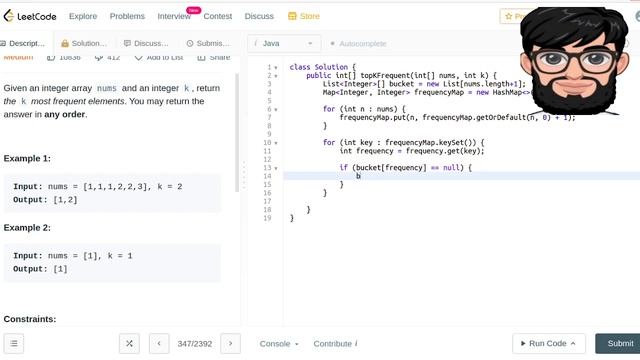 Leetcode Question 347 "Top K Frequent Elements" in Java смотреть онлайн
