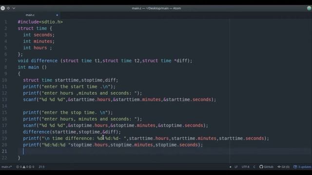 C Programming : Calculate Difference Between Two Time Periods смотреть онлайн