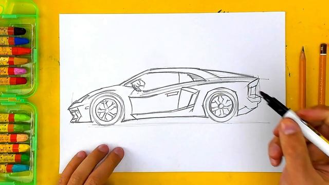 Как нарисовать Ламборджини - Lamborghini рисуем машину смотреть онлайн