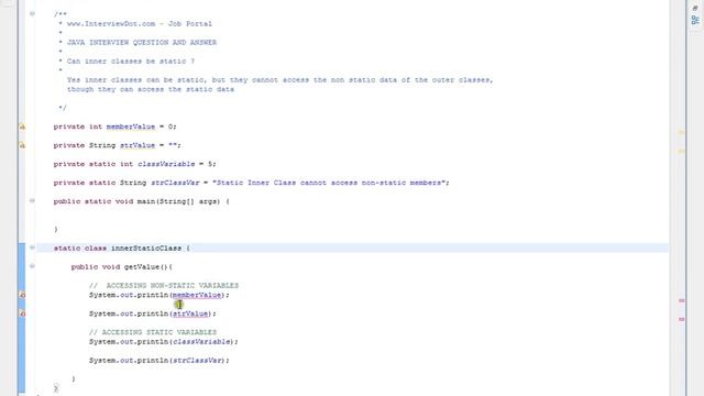 Fresher Java Interview Question Answer Can inner classes be static,static inner class смотреть онлайн