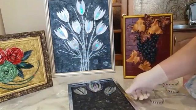 Домашнее рукоделие. Картина с цветами из дисков. смотреть онлайн