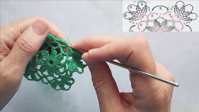 Квадратный ажурный мотив крючком. Соединение мотивов в процессе вязания