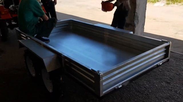 Минитрактор: Shtenli T-180 в работе с прицепом с гидроцилиндром. Обзор №1 смотреть онлайн