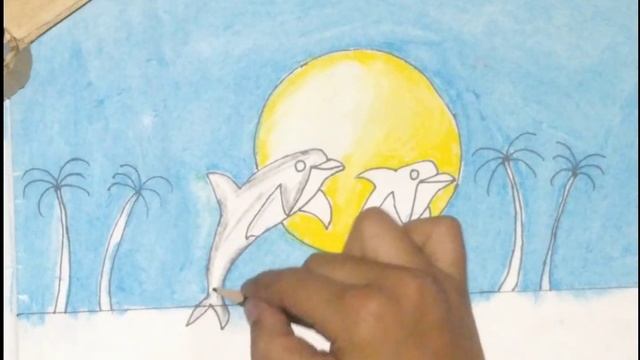 DOLPHINS DRAWING SCENERY.#viralvideo #STUDY_AND_CREATIVITY.#drawing #artist #art .#viral . смотреть онлайн