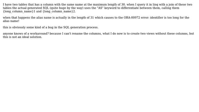 When using Entity Framwork 4.1 for Oracle, long column names create errors? (2 Solutions!!) смотреть онлайн