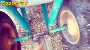 ТЕЛЕЖКА ДЛЯ НАВОЗА К МОТОБЛОКУ! ПОКАТУШКИ ПО ГОРЕ)