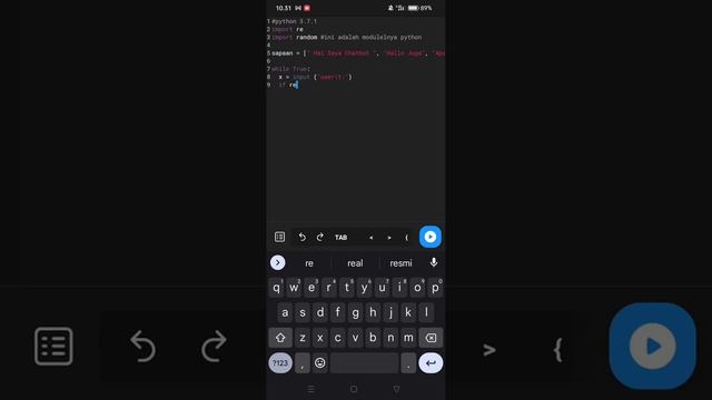 Latihan Python | Tutorial membuat chatbot dengan python 3 di android смотреть онлайн
