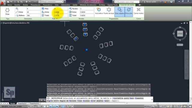 Autocad - Matriz polar, circular. Clonar varias veces. Tutorial en español HD смотреть онлайн