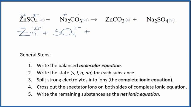 How to Write the Net Ionic Equation for ZnSO4 + Na2CO3 = ZnCO3 + Na2SO4 смотреть онлайн
