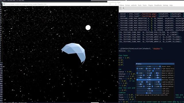 Low-polygon icospheres with lighting using the Phong shader model with modern OpenGL core 3.3.0 смотреть онлайн