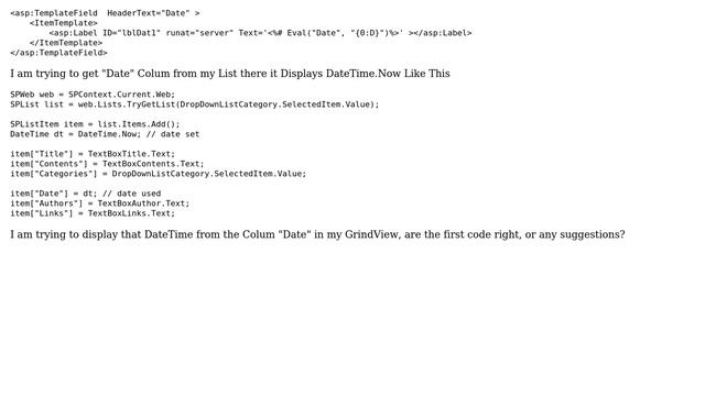 Sharepoint: get "Date" Colum from my List there it Displays DateTime.Now смотреть онлайн