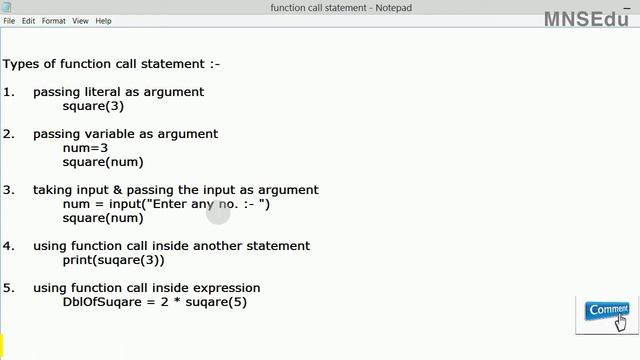 Types of Function call Statement | Python | Programming Language смотреть онлайн