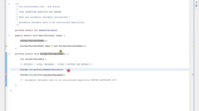 When are automatic variable initialized Java Interview Question And Answer смотреть онлайн