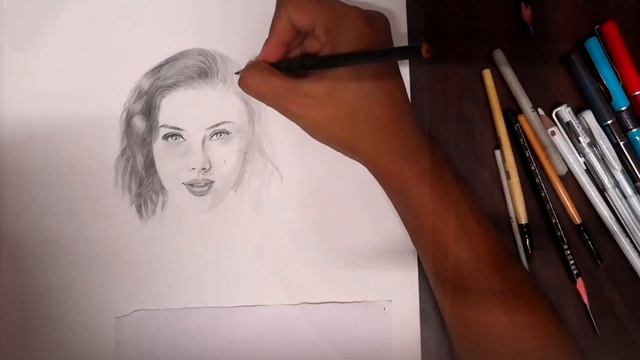 Scarlett Johansson Black Widow Black & White Sketch смотреть онлайн