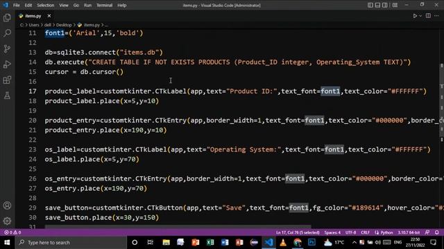 PYTHON INVENTORY MANAGEMENT SYSTEM CUSTOMTKINTER TKINTER PROJECT USING SQLITE3 DATABASE смотреть онлайн