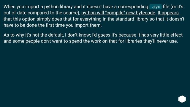 What does "precompile standard library" option mean in python installation? смотреть онлайн