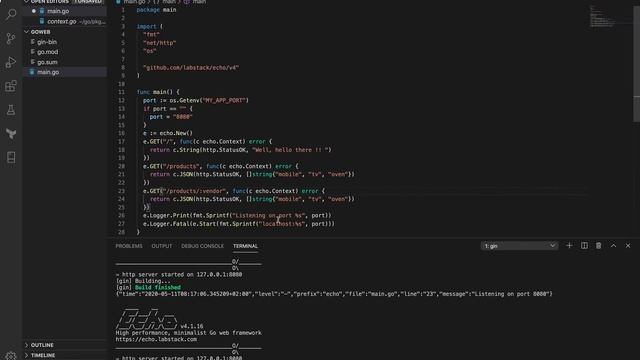 RESTful API in Golang using Echo - route parameters смотреть онлайн