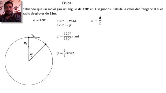 Sabiendo que un móvil gira un ángulo de 120° en 4 segundos Calcula la velocidad tangencial si el r смотреть онлайн