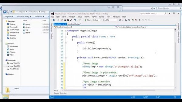 Visual Studio | Convert a color image into negative in C#