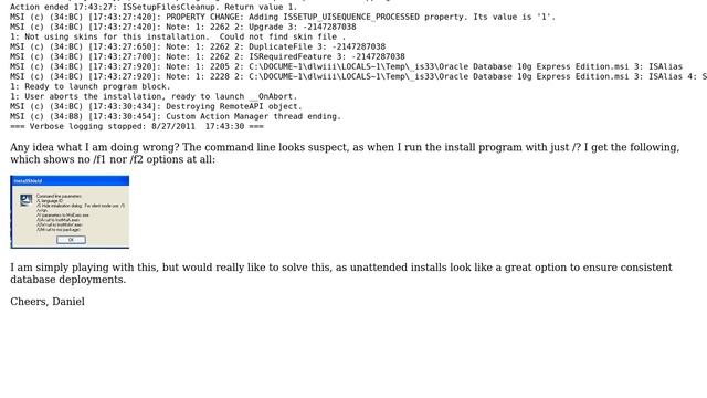 Databases: Unattended/silent install of Oracle XE Express fails смотреть онлайн