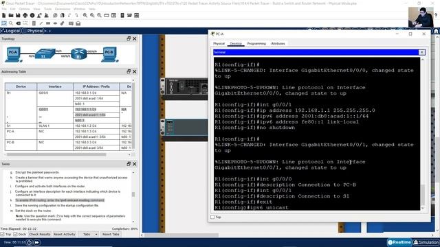 10.4.4 Packet Tracer - Build a Switch and Router Network - Physical Mode смотреть онлайн