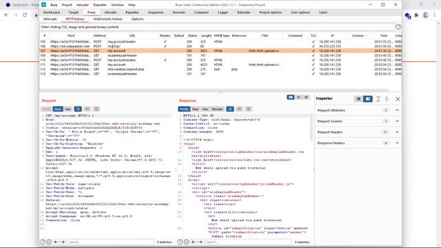Burp Lab: Web shell upload via path traversal смотреть онлайн