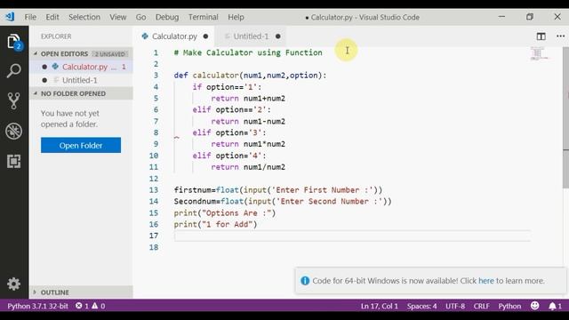 #40 Python Tutorial | Python Programming - Create a Simple Calculator Program (HINDI) смотреть онлайн