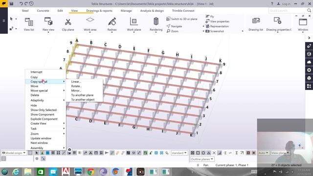 How to copy steel bars in Tekla structures смотреть онлайн