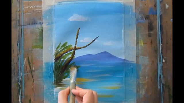 Видео урок Рисуем Пляж и Парусник Акрилом! #Dari_Art смотреть онлайн