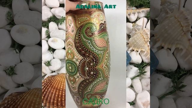 «САДКО» Ваза интерьерная, для цветов. Стекло, точечная роспись. Adalina Art смотреть онлайн