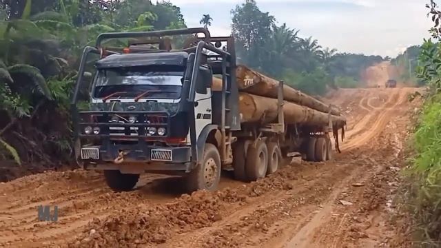 Truk Pengangkut Kayu Dari Dalam Hutan Kalimantan - Mercedes Benz Logging Truck смотреть онлайн