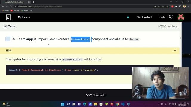 Step 2 of 29 import React Router’s BrowserRouter component and alias it to Router Adopt a pet! смотреть онлайн