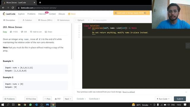 283. Move Zeroes | Leetcode | Python смотреть онлайн