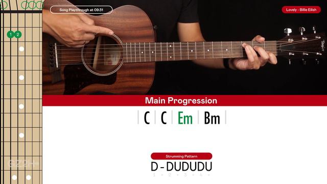 Lovely Guitar Tutorial Billie Eilish Guitar |Chords + Fingerpicking|