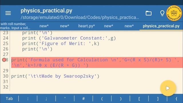 Program to calculate the values of Galvanometer constant by Using Python Program || Swaroop2sky смотреть онлайн