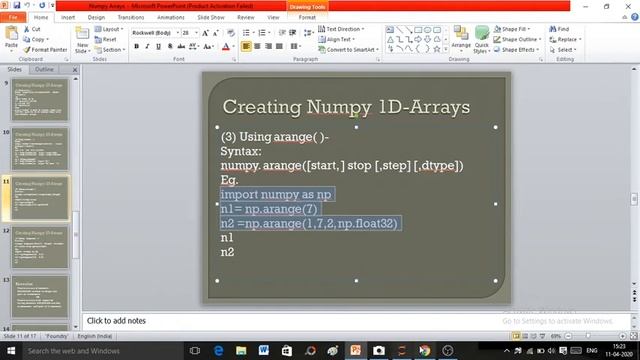 Numpy in python: Creating 1D Array classXI IP by Beena Rani PGT CS,k.v.no.1,itanagar смотреть онлайн